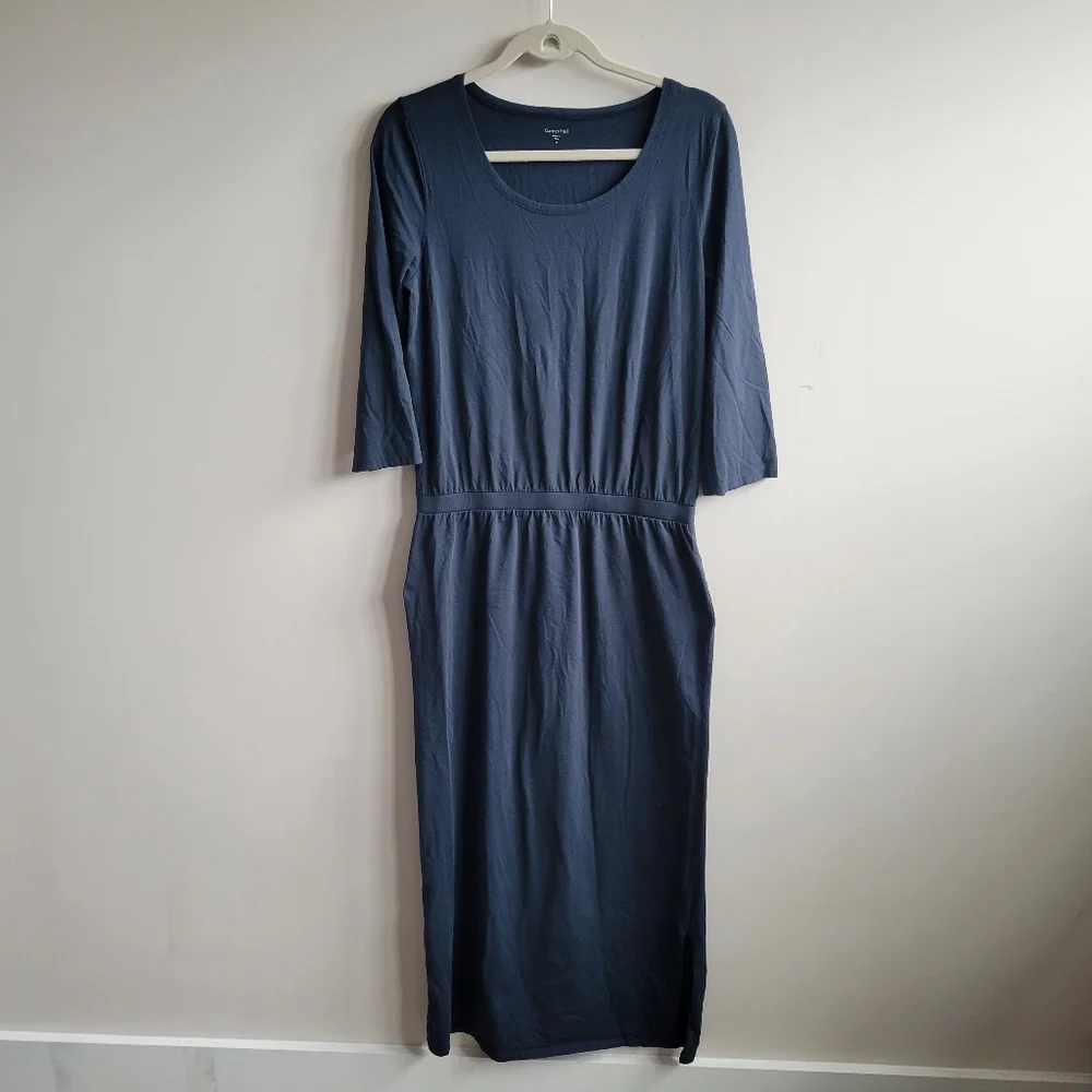 Garnet Hill Easy Knit Midi Dress In Navy - Picture 3 of 7